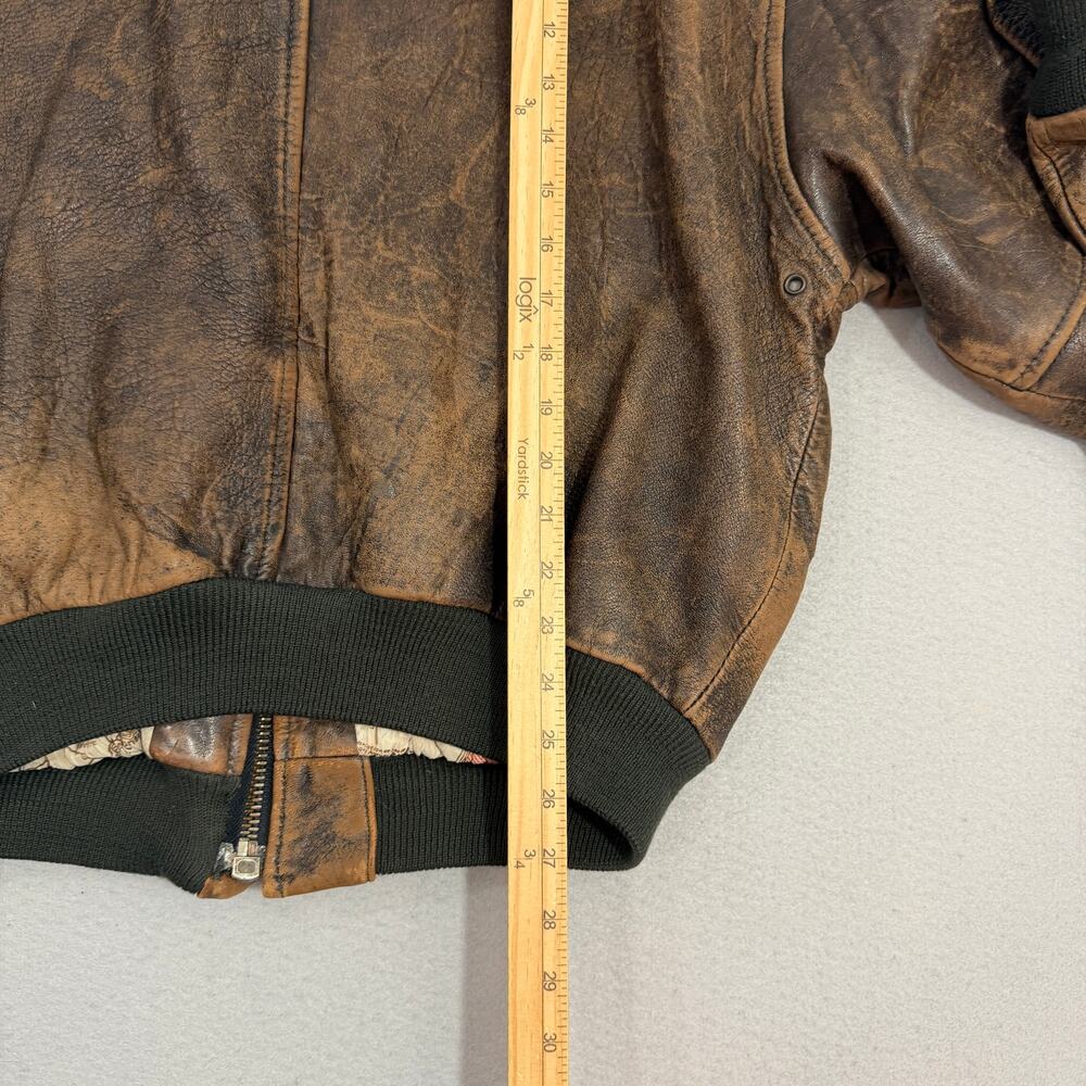 Vintage Avirex Old Leather A-2 Bomber Jacket Medium Europe Map Lining Patches - Picture 14 of 15